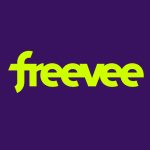Yellow freevee text against purple background